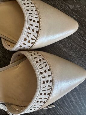 Franco Sarto Pointed Slip-On Flats in Light Beige